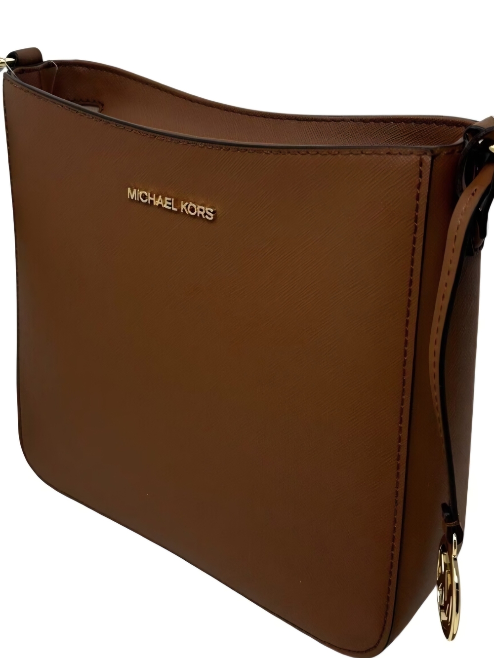 Michael Kors Brown Saffiano Leather Crossbody Bag with Gold Hardware